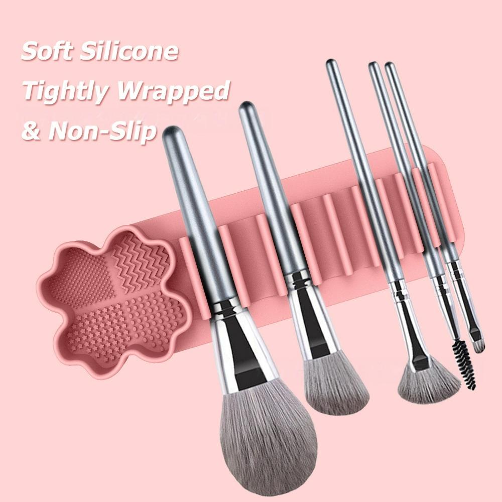 Vielseitiger Silikon-Make-up-Pinselhalter zur Wandmontage, Wiederverwendbarer Saugnapf-Organizer für Pinsel, 3-in-1-Ständer zum Reinigen