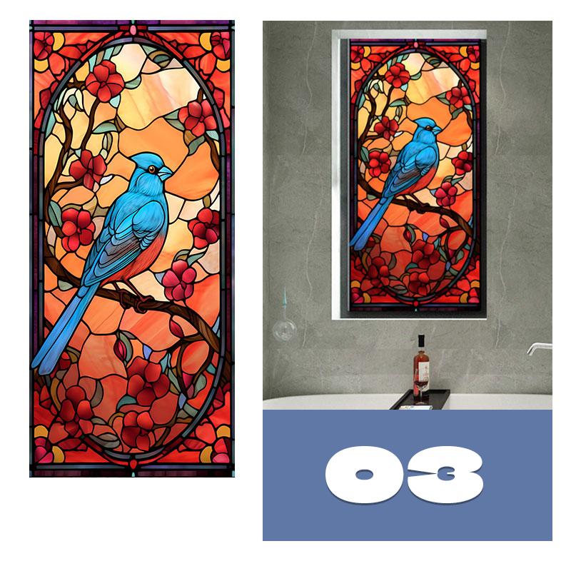 European Style Colorful Stained Glass Film Modern Art Geometry Pattern Privacy Window Stickers Static Cling Home Decor