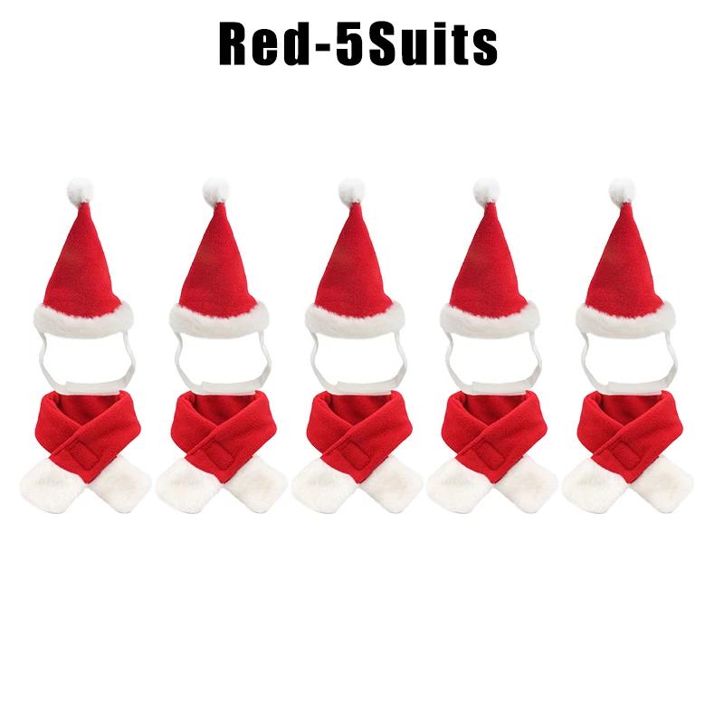 Cat Christmas Hat Scarf Set Festive Pet Costume for Small Animals Holiday Photo Props Cute Kitty Apparel Christmas Party Outfit