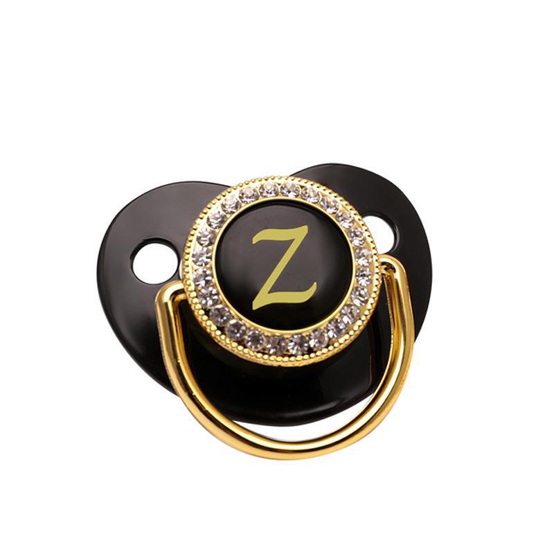 Cross-Border Baby Pacifier with 26 Black Diamond Letters