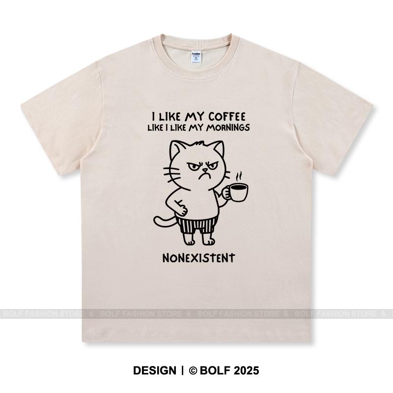Women's I Like My Coffee Printed T-Shirt 100% Cotton Oversized Barista Graphic Tees for Men Summer Tops Brew Streetwear