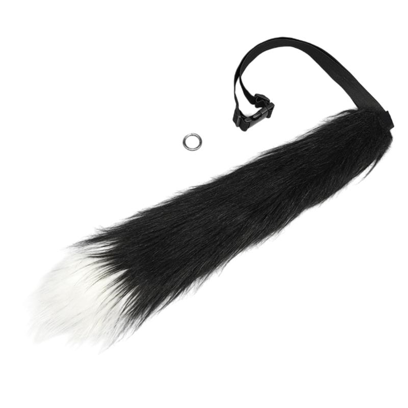 Lovely Plush Tail Animal Tail Cats Ears Headband Foxes Tail Adjustable Belt for Halloween Christmas Carnivals Party