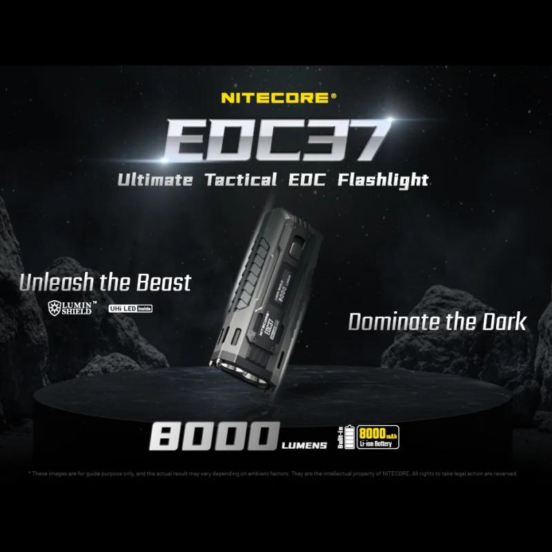NITECORE EDC37 Ultimate Tactical EDC Flashight 8000 Lumens 18W USB-C Rechargeable Troch Light Built-in 8000mAh Li-ion Battery