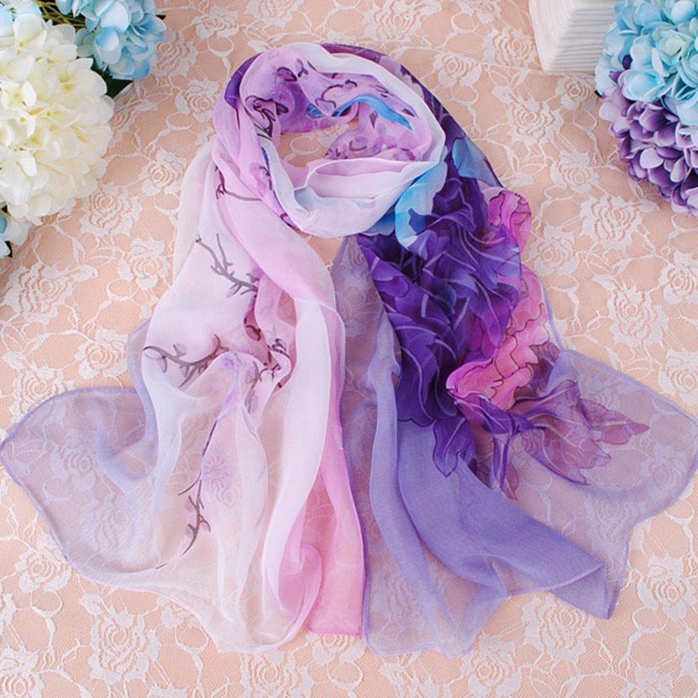 Fashion Peonyflower Georgette Scarfs For Women Lightweight Long Thin And Soft Sheer Scarfs Shawls Wraps Beach Kerchief Foulard