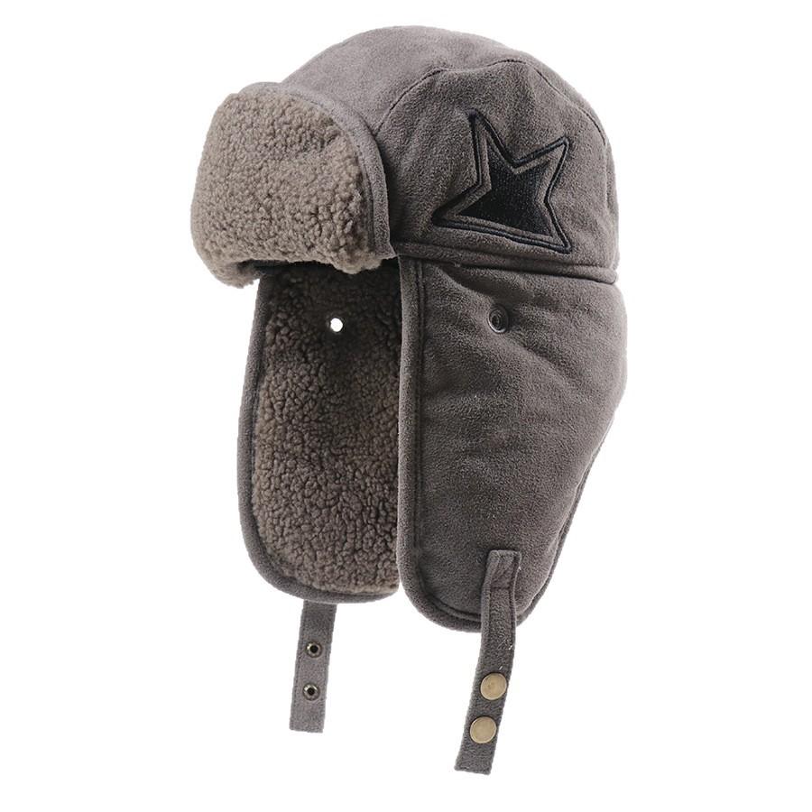 Winter Velvet Thickened Embroidery Warm Lei Feng Hat Flip Lamb Wool Outdoor Riding Windproof Hat Cold Ear Protection Hat