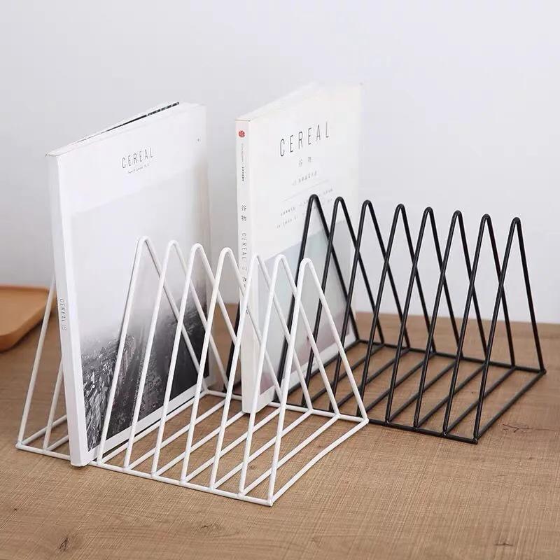 Triangular Bookcase Iron Art Small Bookcase Desk Decoration Storage Rack Simple Book and Newspaper Rack
