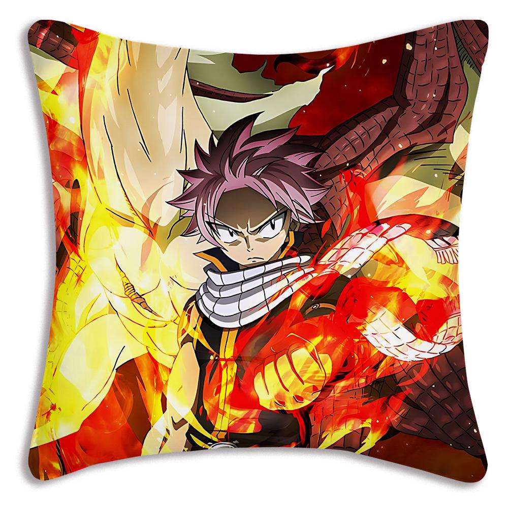 Classic Comics Anime Fairy Tail Pillow Covers Cartoon Sofa Decorative Home Double-Sided Printing Short Plush Cute Cushion Cover