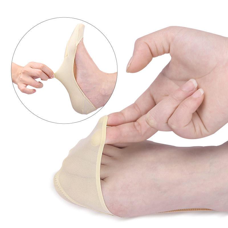 Summer Thin Ice Silk Boat Socks Breathable High Elastic Forefoot Cotton Pad Arch Support Non Slip Invisible Socks