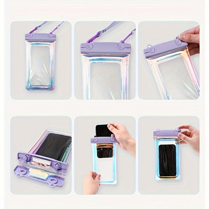 Floating Laser Waterproof Phone Bag Waterproof Lightweight Plastic Dry Bag with Lanyard Smooth Surface Treatment (1pc)