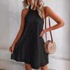 Women's Floral Lace Solid Sleeveless Buttoned V-Neck Dress - Summer New Arrivals