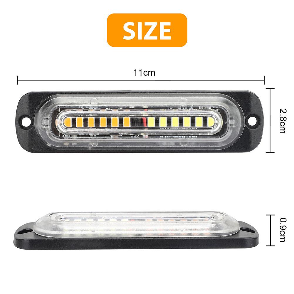 4 stk 12-led strobelys Side Nødvarsel Fare Blitslysstang 12v-24v 36w Ip68 vanntett for bil lastebil