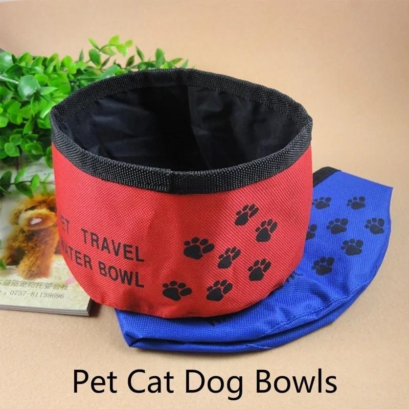 Pet Travel Food Bags Dog Cat Waterproof Cloth Folding Feeding Bowl Portable Collapsible Outdoor Travel Food Dish  Dog Harness