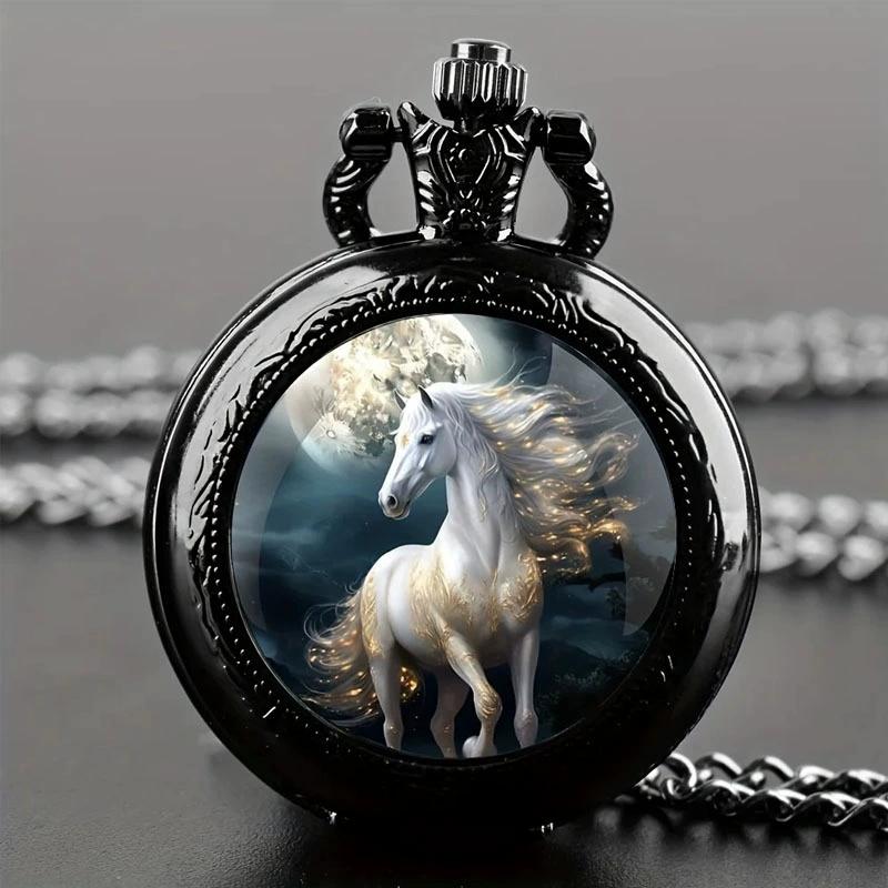 Retro Golden And Silvery Double Dragon Quartz Pocket Watch