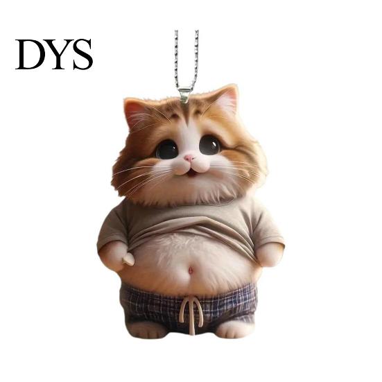 Fat Belly Cat Decor Automobile Pendant Car Ornament Lightweight Colorful Decoration Acrylic Hanging Mirror Windows Bags Striking