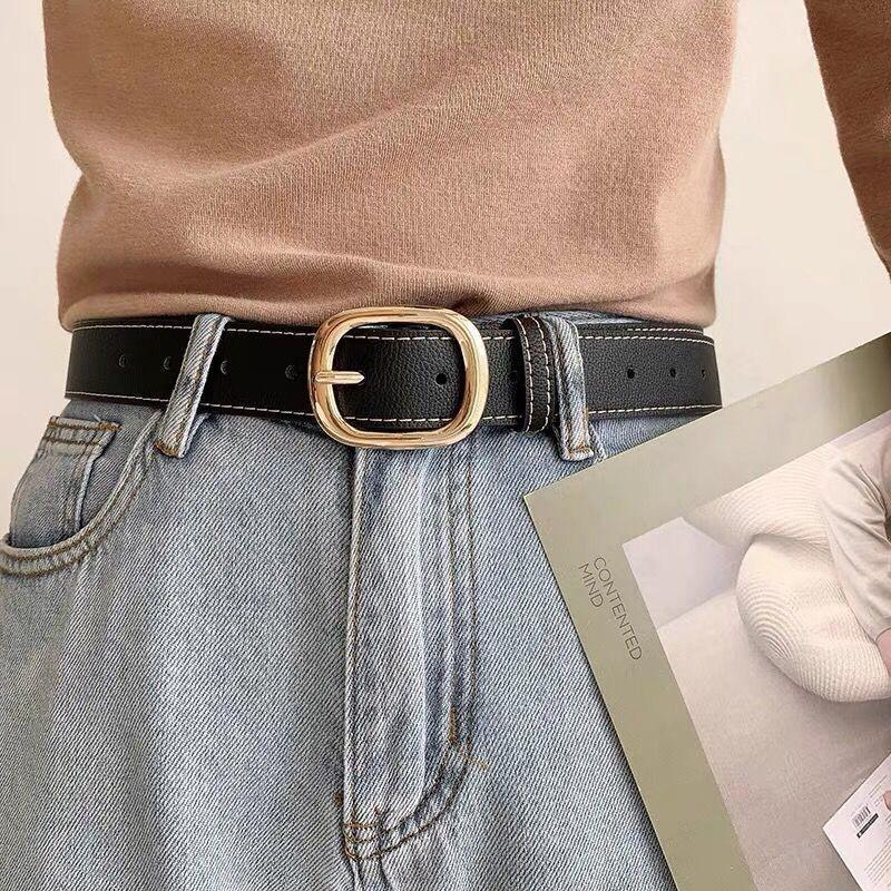 Pu Chic Minimalist Leather Belt With Unique Buckle Options For Stylish Wear