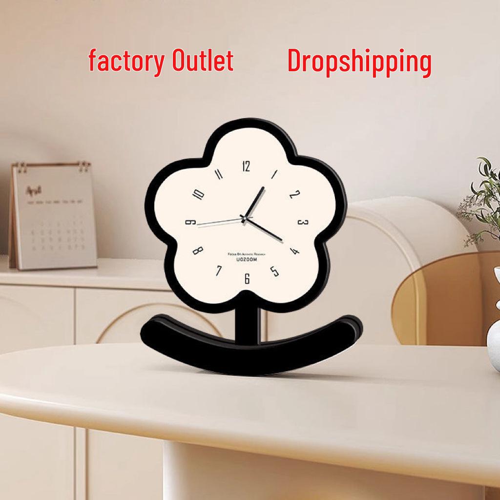 Silent Cartoon Flower Clock: Creative Decorative Ornament for Living Room or Bedroom