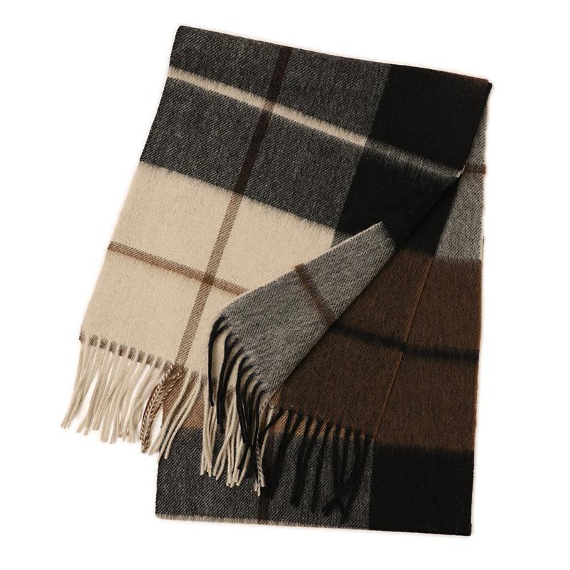 Hong Rong Unisex Wool Plaid Scarf - Warm for Autumn/Winter