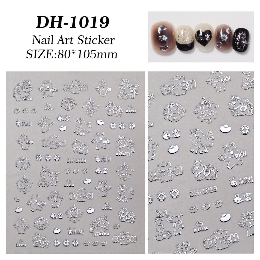 Cartoon New Year Pony Nail Stickers Nail Decorations Accessories Year Of The Horse Nail Appliques Art Sticker DIY Nail Stickers