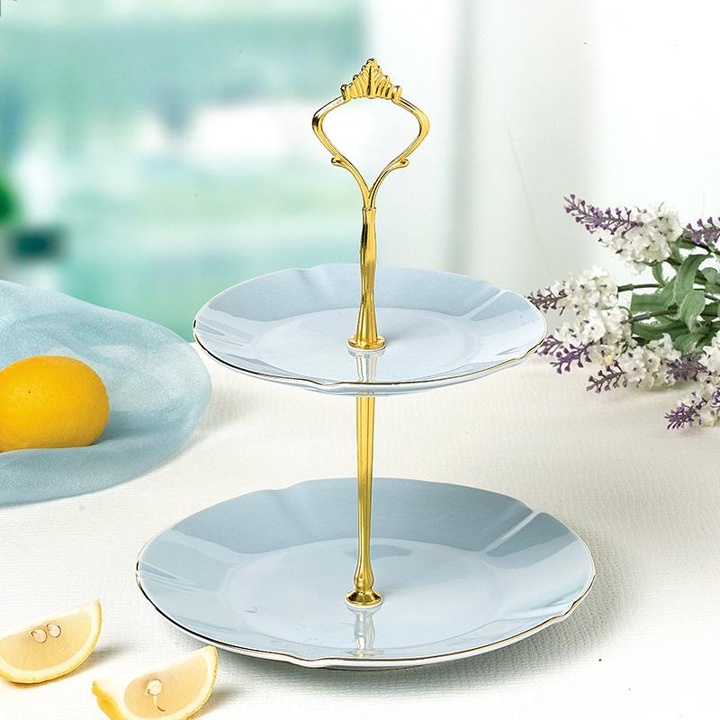 

European Style Bone Porcelain Tea Set Cup Saucer Teapot Creative Home Ceramic Dessert Plate Gift Double-layer Fruit Plate