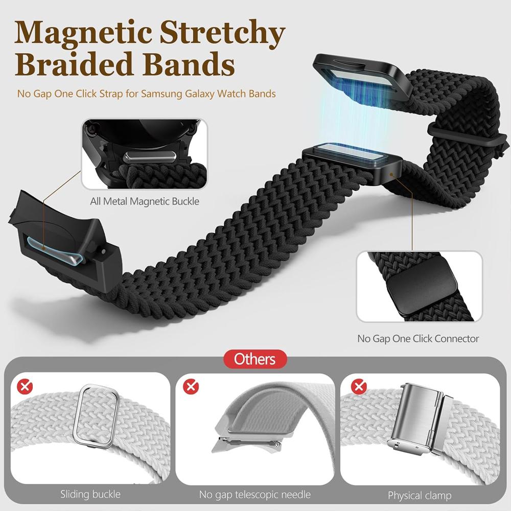 Magnetic Braided Band For Samsung Galaxy Watch 7 6 4 classic/5 Pro/FE 44mm 40mm 45 46 47 mm bracelet correa Galaxy watch 7 Strap