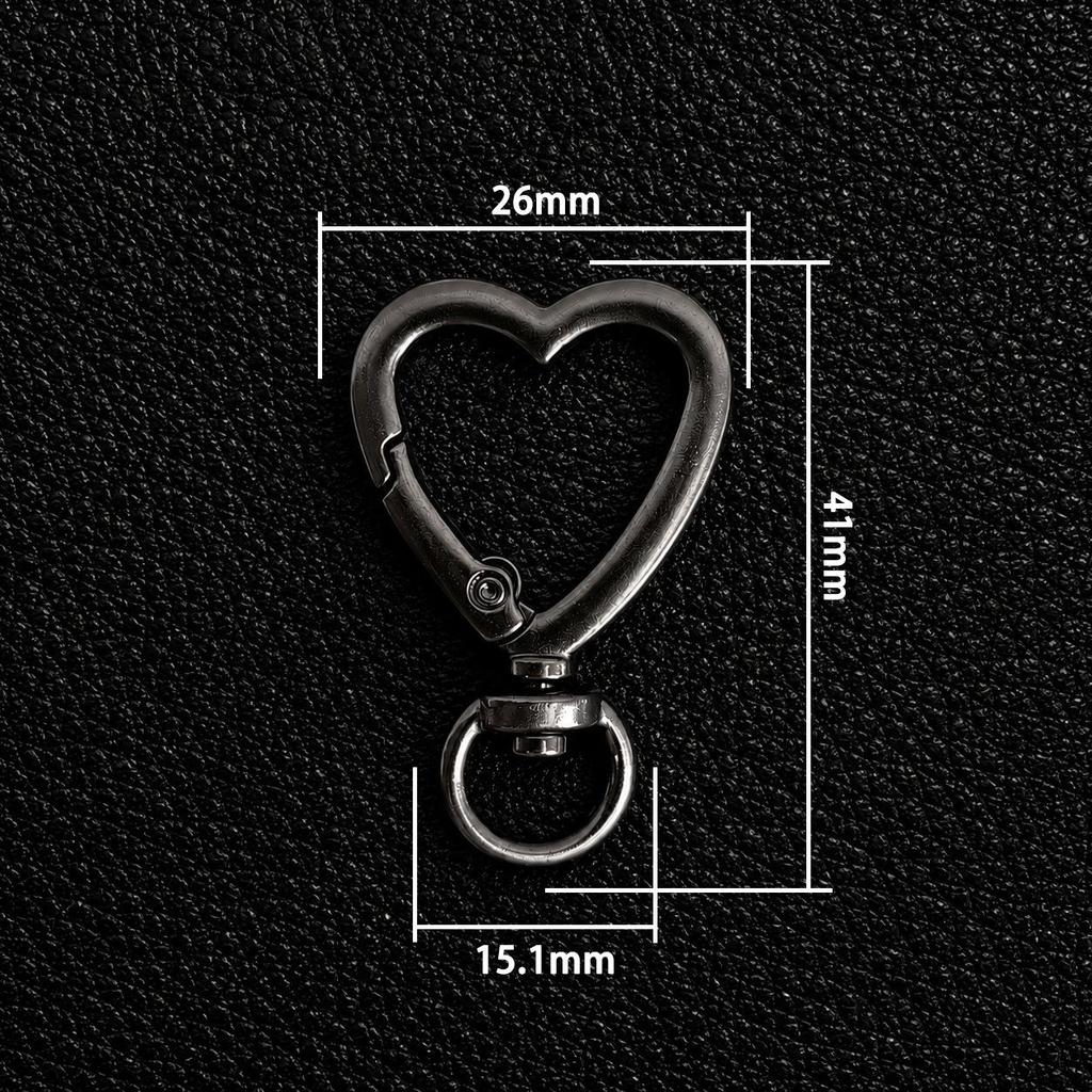 Versatile White Heart Zinc Alloy Keychain Connector with Irregular Shape and Spring Clasp