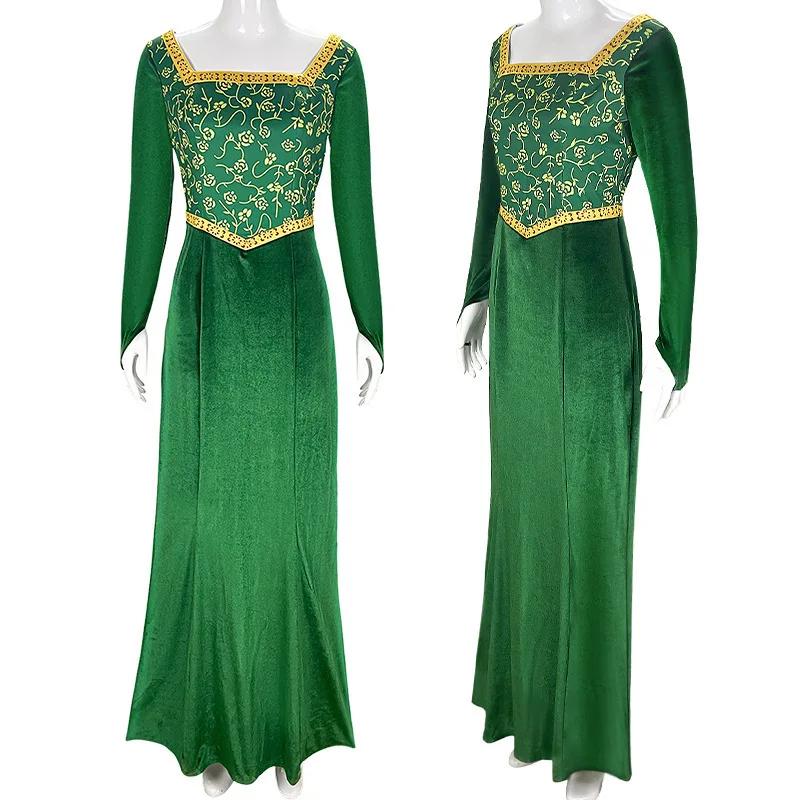Movie Princess Fiona Cosplay Women Costume Green Dress Outfits Halloween Carnival Party Role Disguise Playing Clothes