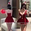 Sexy Backless Red Riding Hood Christmas Lingerie Dress with Deep V