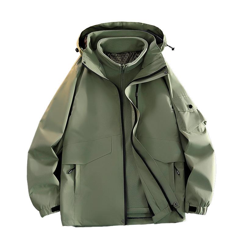 New Outdoor Jacket for Men and Women, Men and Women, Three-in-one Waterproof, Windproof, Oil-proof Mountaineering Men's Clothing Jacket