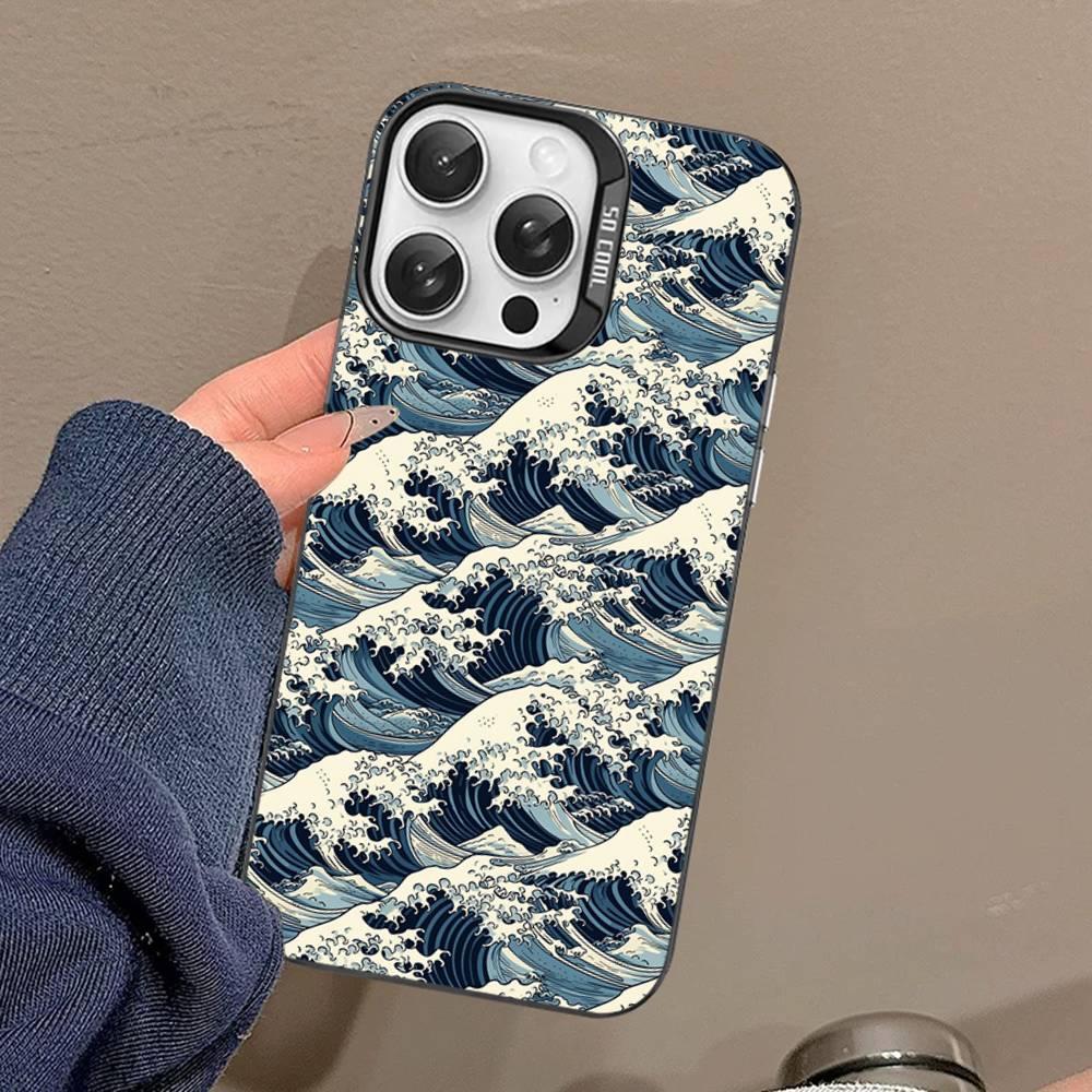 Japanese Waves Phone Case For IPhone 17 16 15 14 13 12 11 Pro MAX Matte Shockproof Back Anti Fall Matte Cover