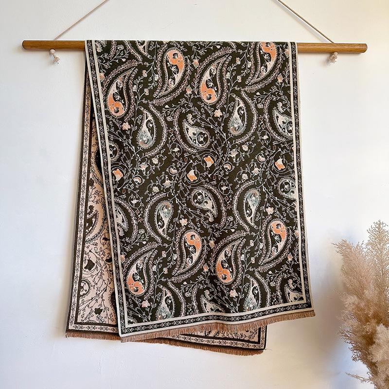 

Женский универсальный длинный шарф из имитации кашемира с узором «цветок кешью», шаль, женский шарф 180*65cm коричневый