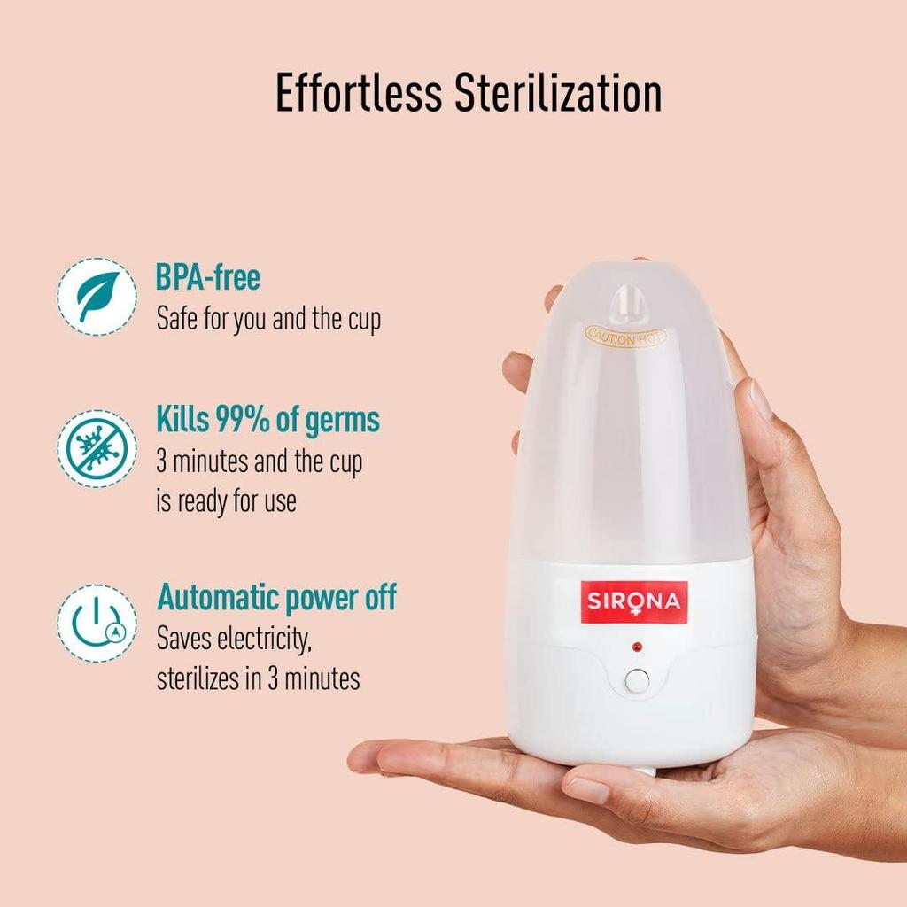 Menstrual Cup Reusable Sterlizer for Girls & Women | Kills 99.9% Germs in 3 Minutes with Steam| Auto Power Cut-Off