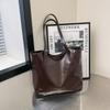 Retro Soft Pu Leather Women Shoulder Bag Large Capacity Simple Ladies Handbags Solid Color Portable Commuter Female Tote Bags