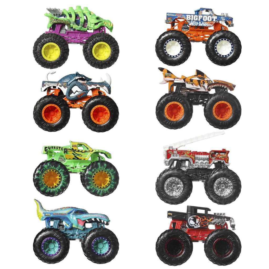 Hot Wheels Monster Truck Assortment Vehicle Toy Miniature Cars for Ages 3 and JCW76 164 8-Pack Up, Multi-Purpose,