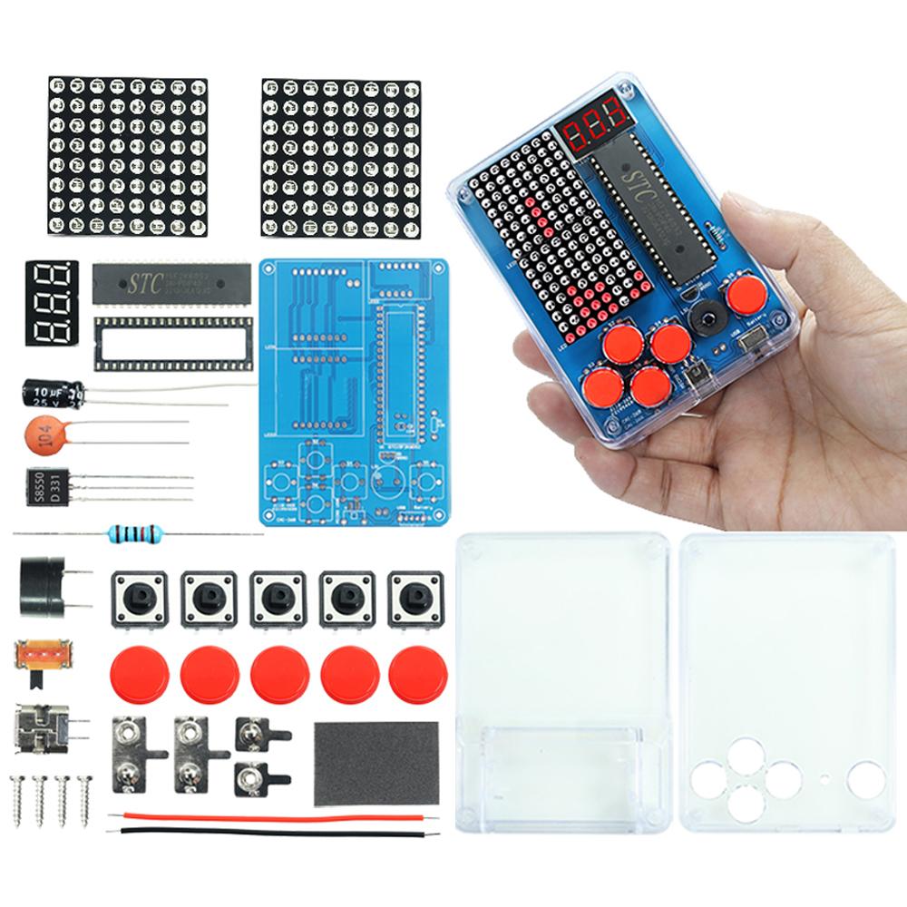 DIY Kit Electronic Pixel Game Console LED Dot Matrix Digital Tube Display STC11F1K61S1 MCU Double-Sided PCB DIY Soldering Kit