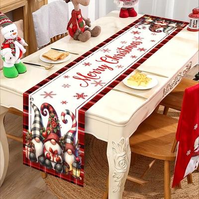New New Year Christmas Table Runner Snowman Elk Christmas Tablecloth Navidad Gift Santa Claus Table Decor Christmas Party