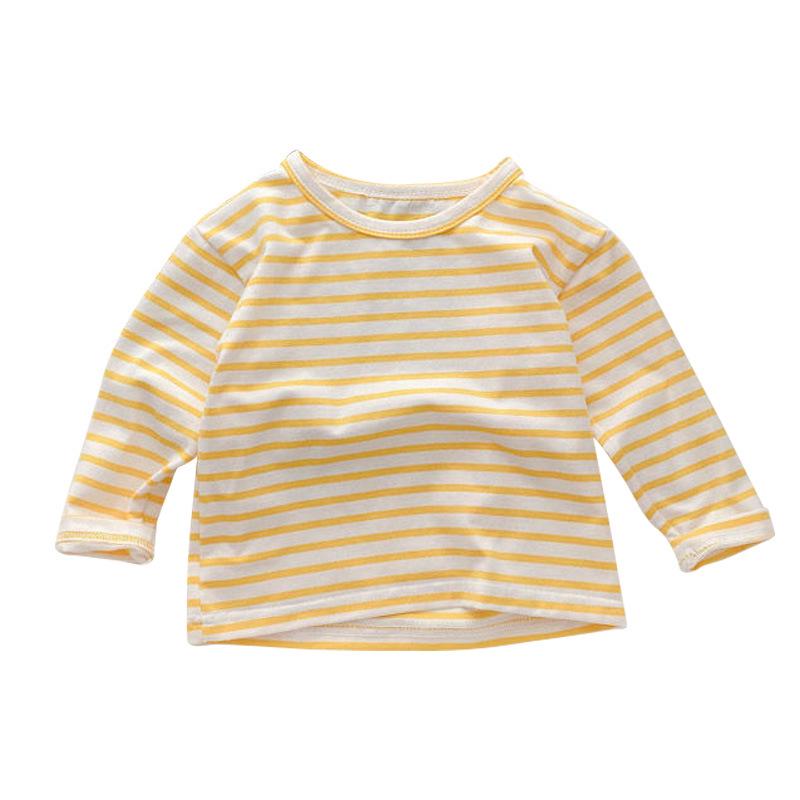 Kids' Candy Color Striped Long-Sleeve T-Shirt - 2024 Autumn Korean Style