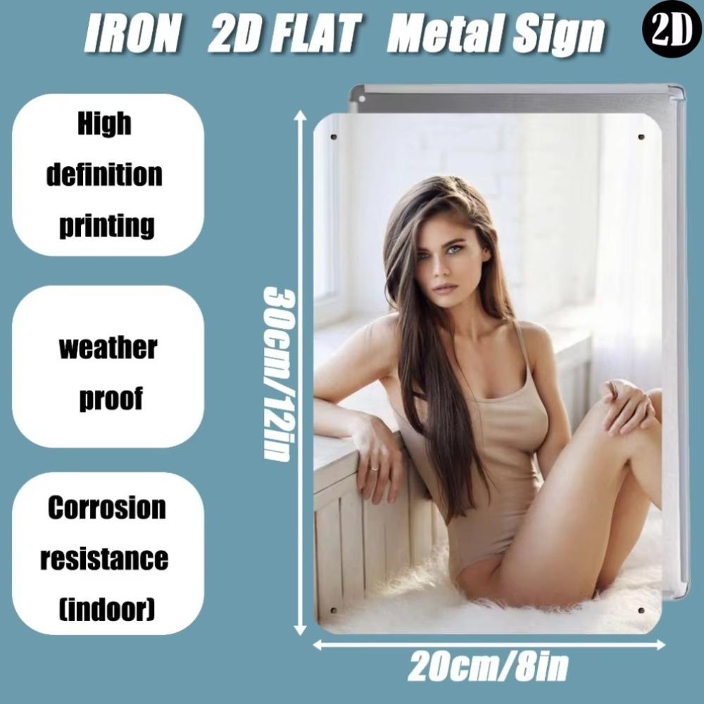 JIT Retro Metal Wall Sign Vintage Woman Silhouette Window Art Kitchen Decor