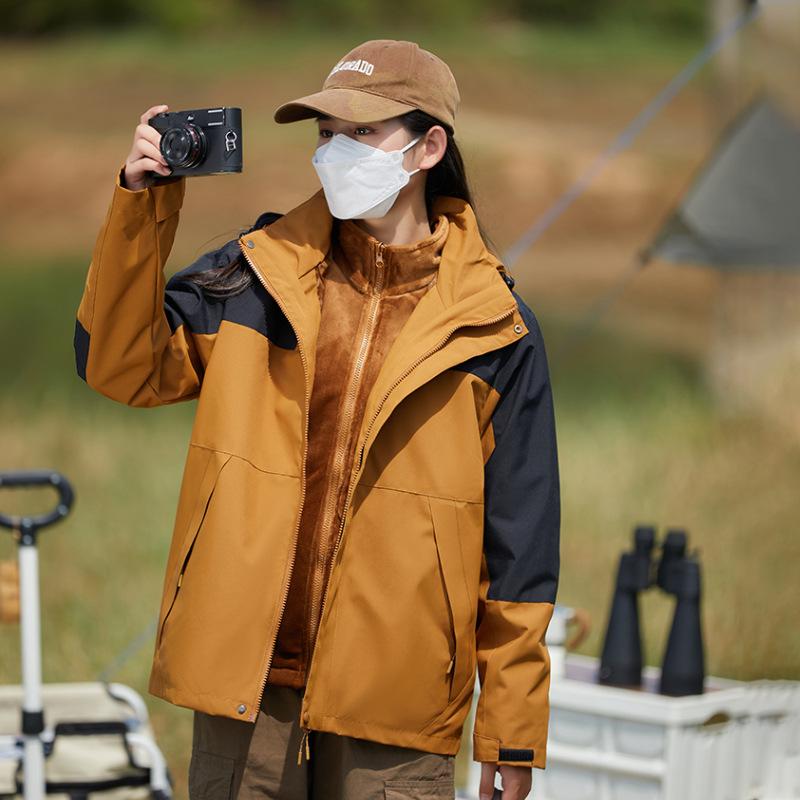 Herbst und Winter Paar Winddicht Wasserdicht Abnehmbares Futter Outdoor Jacke Jacke Jacke