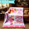 1PC Custom Name Blanket Straw-berry Sweet Moment Flannel blankets Patterns Throw Blanket All-Season Soft Gift for Couch, Bed, Camping, Birthday gifts