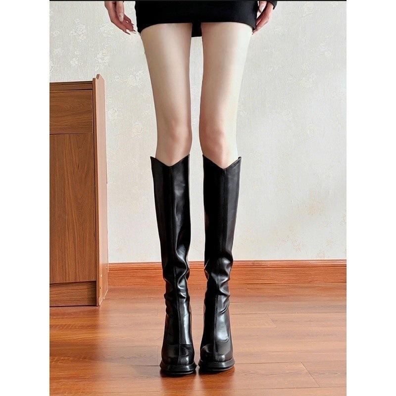 White Boots Women s Winter Xiaoxiangfeng High Heel Boots Skinny Elastic Boots Thin French High Boots 34
