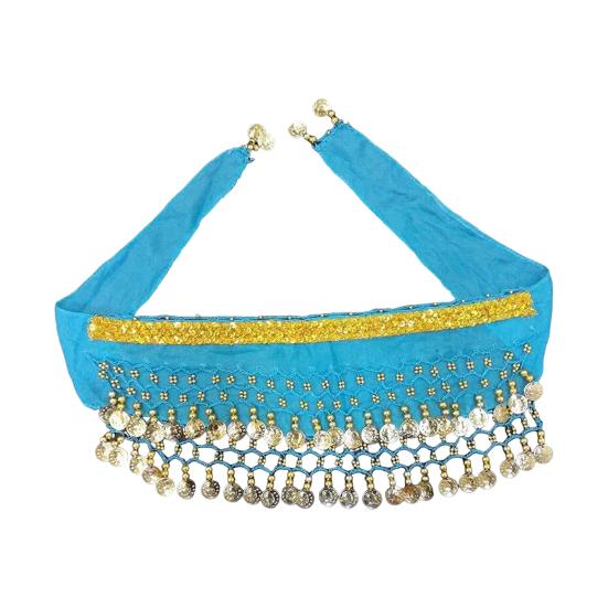 

Костюм для танцев с собакой Корги Талия Цепь Попа Занавес Одежда Pet Sequin Belly Dance озеро синий