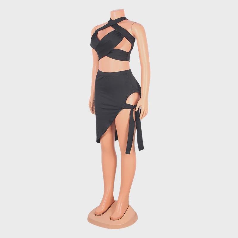 European & American Women's Fashion Two-Piece Short Skirt Set