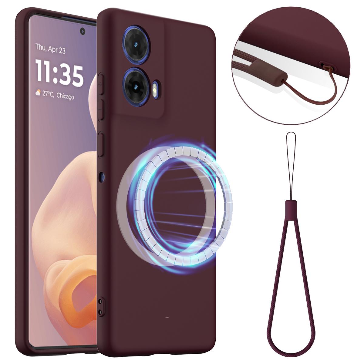 

Чохол для Motorola Moto G24 Power, сумісний з MagSafe, протиударний, з рідкого силікону, чохол для телефону Wine Red