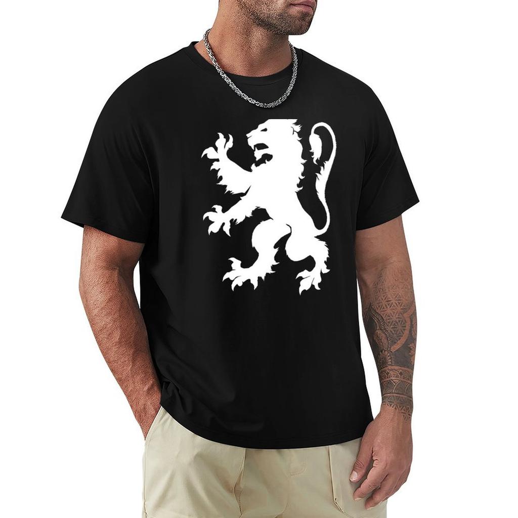 White Lion Rampant T-Shirt Vintage T Shirts Oversized Graphic Tee Summer Clothes Men's Cotton T-shirt