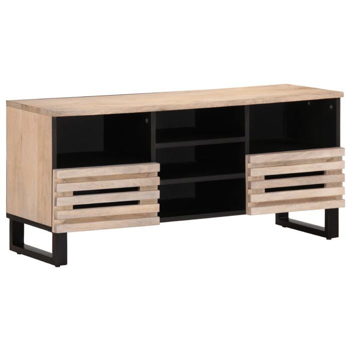 VidaXL Meuble TV 100x34x46 cm bois massif de manguier, banc TV, meuble hifi, console TV, buffet TV, meuble multimédia, 377527