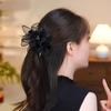 Sheer Tulle Crystal Pendant Spark Crystal Hair Jaw Clip Elegant Tulle Claw Clip  Daily Style