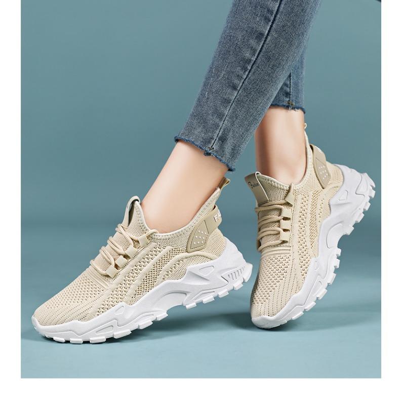 Neue Sommermode Damen Schuhe mit atmungsaktivem Mesh und dicken Sohlen, Retro Sportschuhe