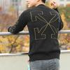 Off-White Arrow Diag Outline Knit Crewneck Black/Green Men Tops OMHE087F21KNI0011055