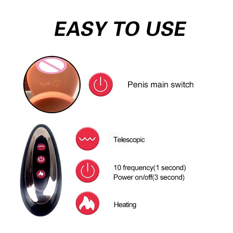 Classic Style Wireless Remote Control Electric Telescopic Swing Dildo Warming Silicone Simulation Penis Sex Toys Masturbator Adult