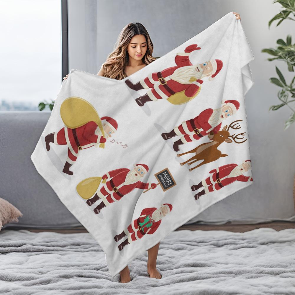 TU Christmas Blanket Flannel Throw Soft Cozy Warm Holiday Decor Festive Gift Home Decor Winter Bedspread Gift Idea